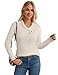 GRACE KARIN Womens Sweaters, Long Sleeve Collared Knit Pullover Sweater, Ladies Casual Fall Winter Fashion Clothes (White,M)
