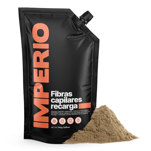 IMPERIO Paquete de recarga de pelo disperso, 110 g, con pelo a granel premium, paquete de recarga sostenible con práctico cierre, fácil llenado de la lata de fibras de pelo (marrón claro, 110 g)