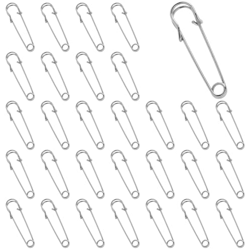 30 Stück Sicherheitsnadel 5cm Heavy Duty Sicherheitsnadel Stahl Große Kiltnadel Starke Sicherheitsnadeln für Kleidung Decke Leder Kilt Broschenherstellung