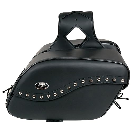 Image of Milwaukee Leather Studded Throw-Over Motorcycle Saddlebags - Synthetic Leather - Universal Fit - Zip-Off - Large