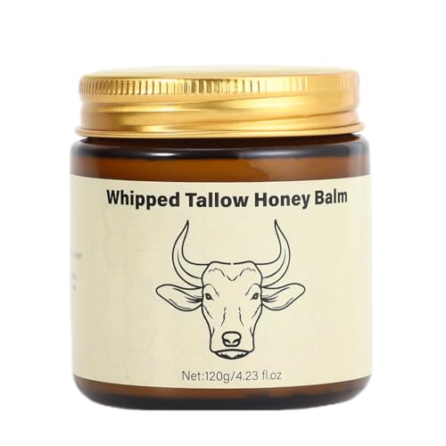 Lopeie Beef Tallow for Skin - Organic Grass Fed Whipped Moisturizer with Honey Balm, Natural Hydrating Cream for Face & Body, Relief for Dry & Sensitive Skin, 4.23oz