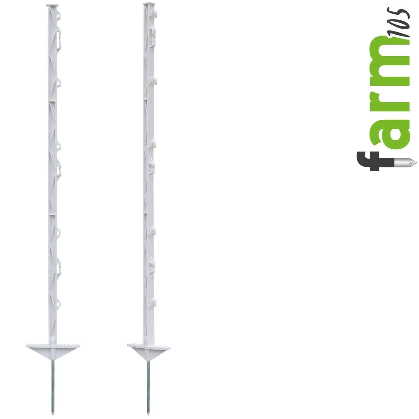 VOSS.farming Weidezaunpfähle 105cm, Zaunpfosten, 8 Ösen, verzinkter Stahlnagel, weiß