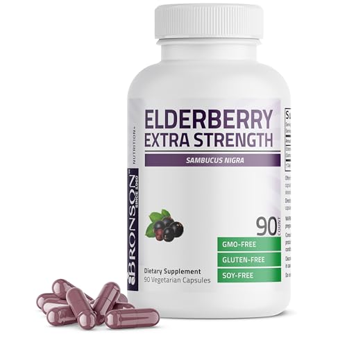 Bronson Elderberry Extra Strength Supports Healthy Immune System & Antioxidant Protection Non GMO 90 Vegetarian Capsules