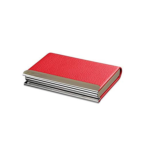 Preisvergleich Produktbild SHENGSHIHUIZHONG Tragbarer Visitenkartenhalter, Visitenkartenhalter, Herren-Kartenhalter, Büromaterial, Visitenkartenpaket, Emaille Schwarz / Braun / Rot (Color : Red)