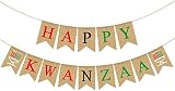 Rainlemon Jute Burlap Happy Kwanzaa Banner Rustic African Heritage Holiday Party Mantel Fireplace De
