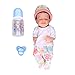 VGEBY Baby Doll in Silicone, Bambola Realistica da 12 Pollici Bambola Morbida per Neonato con Vestiti Biberon Giocattolo per Bambini Accessori Regalo per Bambini(Ragazzo Bianco)