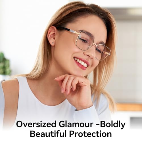 Image of Dollger Blue Light Blocking Glasses for Women Trendy Oversized Computer Gaming Eyeglasses Cat Eye Metal Frame bluelight glasses Black
