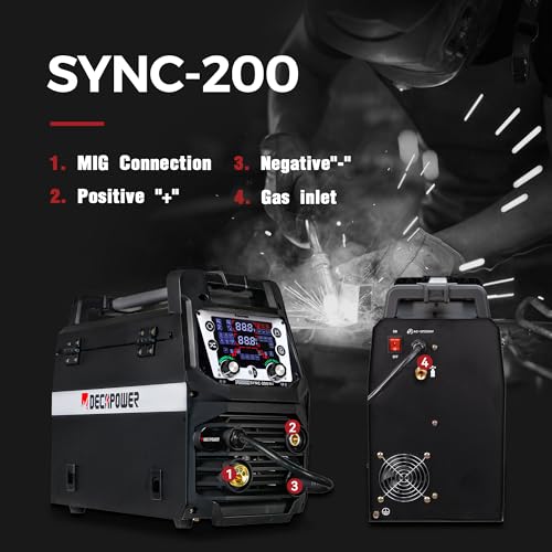 DECAPOWER 110V 220V Dual Voltage 200 amps gas gasless MIG Welder 3 in 1 MIG FLUX TIG Stick multi function MIG Aluminum welding machine with spot function