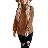 MEROKEETY-Womens-Long-Balloon-Sleeve-Waffle-Knit-Tops-Crew-Neck-Oversized-Sweater-Pullover MEROKEETY Women's 2023 Fall Long Balloon Sleeve Waffle Knit Tops Crew Neck Oversized Sweater Pullover, Brown, S