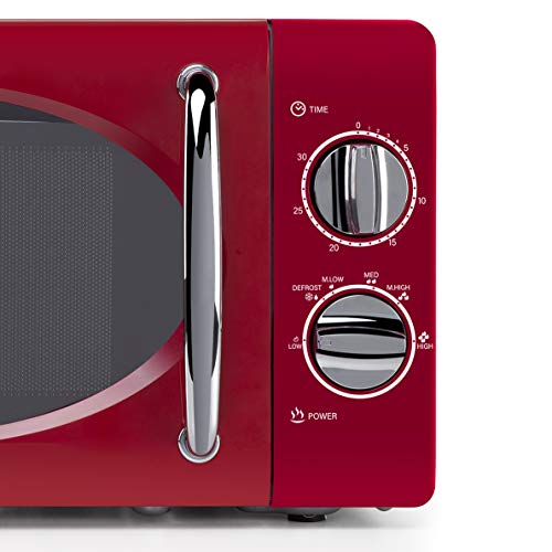 Orbegozo MI2020 Four à micro-ondes, 20 l de capacité, 6 niveaux de fonctionnement, minuterie jusqu’à 30 min, modèle vintage, 700 W, acier, rouge – Image 6