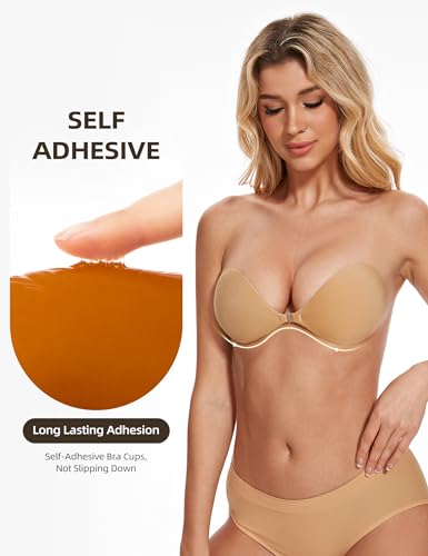 Image of Wingslove Adhesive Bra Reusable Strapless Self Silicone Push-up Invisible Sticky Bras for Backless Dress