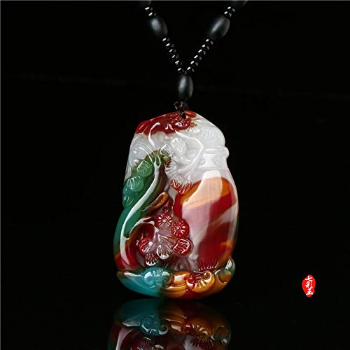 EASTCODE Hetian Jade Rich Flower Blossom Pendants Colorful Jade vase Jade Plate Jade Brand Men and Women Jade Pendant for Safety