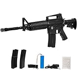 Fucile softair elettrico D94 nero, ABS resina, 2 caricatori 170 pallini, sicura singolo full-auto, calcio retrattile, Ni-MH 4.8V 700mAh + caricabatterie, POTENZA 0,9 JOULE