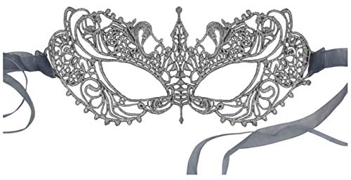 Luxury Mask Women's Stunning All Silver Lace Masquerade Mask Ana