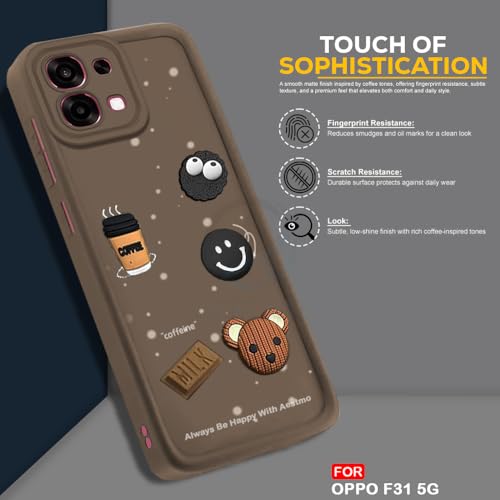 Image of AESTMO Back Case Cover for Oppo F31 / F33 5G Cover | Cute Fun Cartoon 3D Ball | Coffee Silicone Case | Full Body Protection | Camera Protection Back Oppo F31 / F33 5G (Brown)