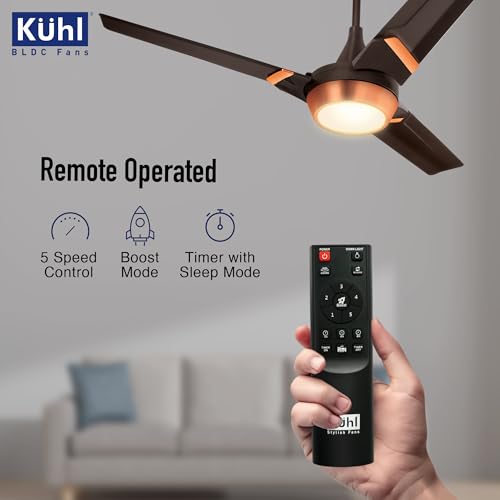 Image of KUHL Juwel J3 1200 Mm 65% Power Saving BLDC Ceiling Fan | BEE 5 Star Rated & ISI Marked | High Air Flow | 5 Year Warranty On Motor | Espresso