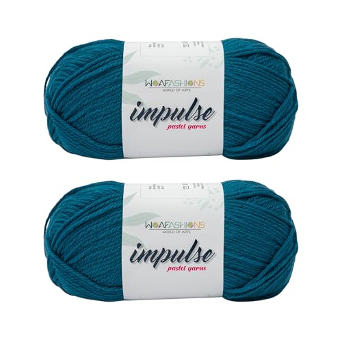Image of WOAFashions Impulse Hand Knitting & Crochet Yarn, Premium Acrylic, 4 : Medium (Turkish Tile) (2x100gms / 3.5oz / 200mtr / 218yds)