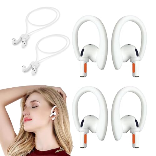 Ansumg AirPods�p�C���[�t�b�N AirPods Pro 1 2 3 4�p �A�b�v�O���[�h�� ����~�� �X�|�[�c�N���b�v�t�b�N �����͎��C Airpod Pro�X�g���b�v�p �����h�~�R�[�h �X�|�[�c�X�g���b�v 6�p�b�N (�z���C�g)