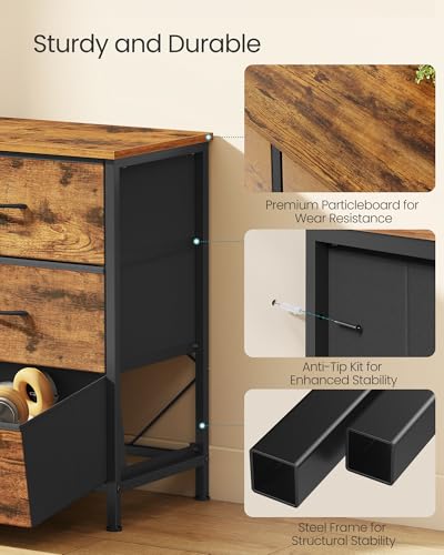 Image of SONGMICS Dresser with 9 Fabric Drawers, TV Stand for TVs Up to 65 Inches