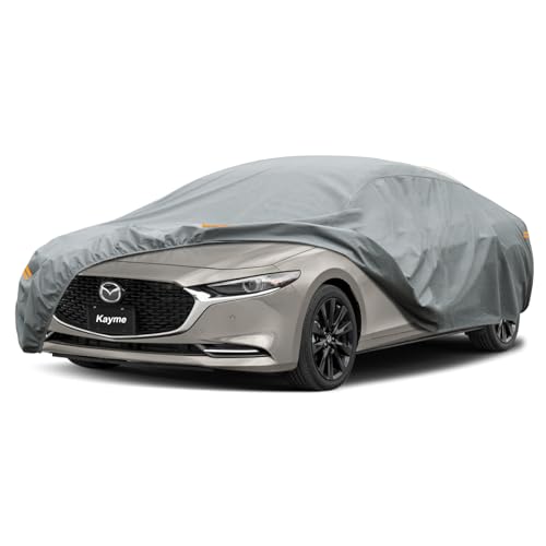 Kayme Heavy Duty Car Cover Custom Fit Mazda Mazda3 (2019-2025) Waterproof All Weather for Automobiles, Full Exterior Covers Sun Rain UV Protection.（