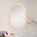 Bloomingville Wood Framed Scalloped Wall Mirror, Cream Color