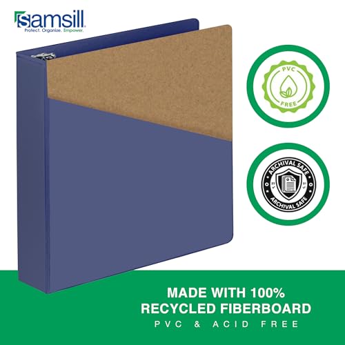 Image of Samsill Durable 2 Inch Binder, D Ring Binder, Customizable Clear View Cover, Midnight Blue, Holds 475 Pages