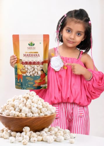 Image of Nidikar Prasadam Jumbo Makhana | Large Size Fox Nuts | Lotus Seed Snack Ingredient | Roasting Cooking and Festive Preparation | 200g