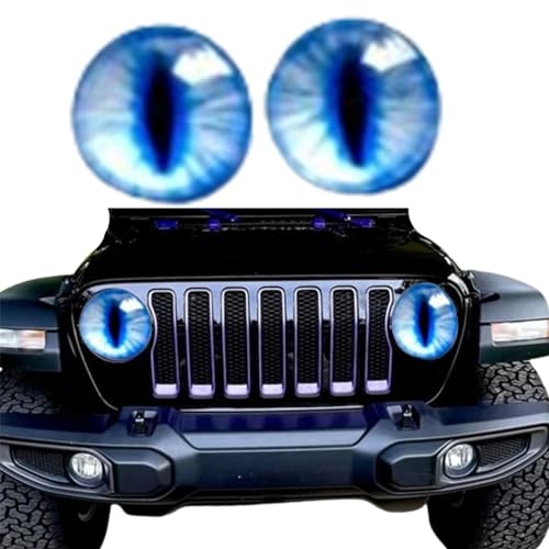 Image of Beast Eyes Headlight Decals Pair,Funny DIY Decals for Truck Car Body Window Bumper Decoration Eye Headlight Decal 3D Stereo Eyes Stickers Decal Round Headlight Decal(2Pcs 8In) (R)