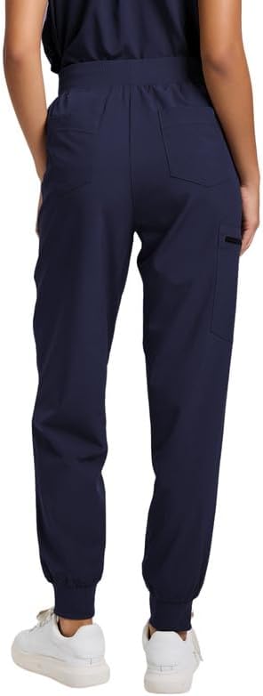 Medical Scrub Pants for Women - Mid Rise 4-Way Cargo Jogger Bottoms with 5 Pockets, Wrinkle-Resist, Oversized Fit - Image 2