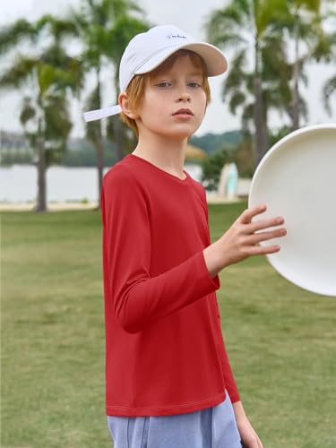 Haloumoning Boys Long Sleeve Shirts Dry Fit Athletic T Shirts for Teens Kids V-Neck Comfy Tops Tees 5-14 Years4