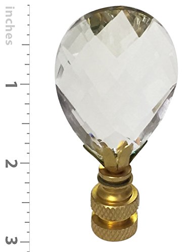 Image of Royal Designs, Inc. Medium Diamond Swiss Cut Clear K9 Crystal 2.75 inch Lamp Finial for Single Lamp Shade, Polished Brass Base, Set of 2 (CCF-2006M-PB-2)