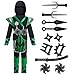 Spooktacular Creations Kids Green Ninja Costume, Child Boy Ninja Outfit Set, Halloween Costume for Toddler Themed Parties, Dress Up (Medium, 8-10 yrs)