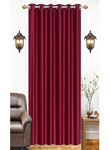 Image of Polyester Eyelet Long Door Curtain, Solid Plain Light Filtering Curtain for Bedroom, Living Room & Home Office, 9 Feet (108 x 48 Inch), Maroon, Pack of 1