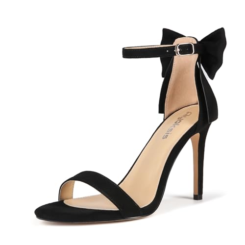 Women's Bow Tie Ankle Strap High Heels Sandals Open Toe Party Wedding Dress Stiletto Sandals