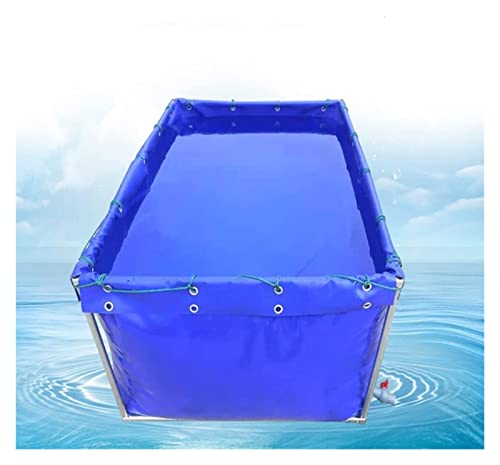 Thickened Folding Canvas Fish Pond, Portable Water Storage Containers Outdoor It Can Move Canvas Cistern With Drain Valve Large Plastic Aquaculture Water Tank Frame Not Included ( Color : Blue , Size