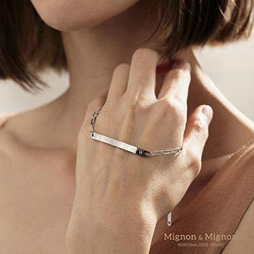 Personalized Engraved Charm Bracelet Paper Clip Link Chain Bracelet Name Bracelet For Women Handmade Jewelry Best Friend Birthday Gift Friendship Bracelet -P-12Br #TOP6