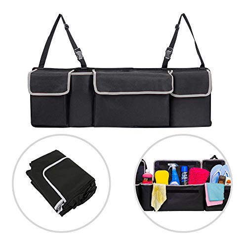 JJPRIME - Nero 4 scomparti Car Boot Organizer Storage con cinghie di ancoraggio Space Saver Compatibile con QUALSIASI veicolo