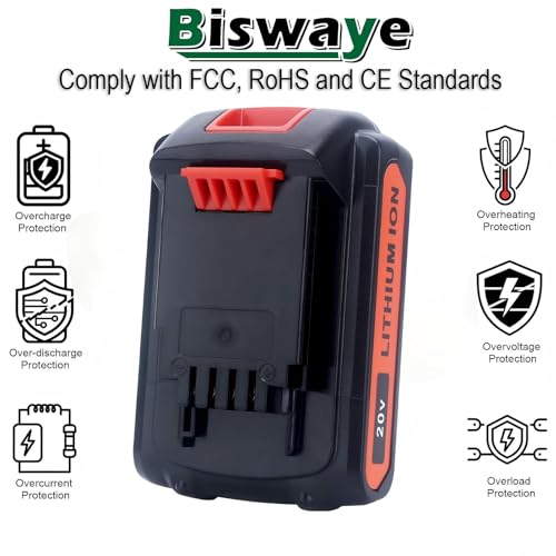 Biswaye LBXR20 20V Lithium Battery Compatible with Black & Decker 20V MAX Lithium Battery LBXR2520 LBXR2020 LBX20 LB2X4020 LB2X3020 and LCC221 LST522 LST201 LST220 LST300 20-Volt Max Tools by Biswaye - Used condition - Image 4