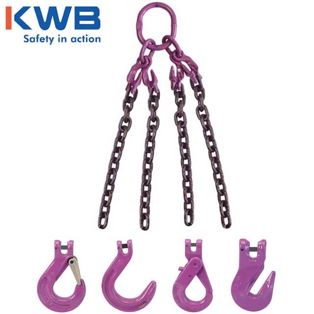 Miniatura 8 de US Cargo Control - Eslinga ajustable de cadena de 4 patas de 38 pulgadas x 10 pies con gancho de fundición - Acero de aleación de grado 100 -