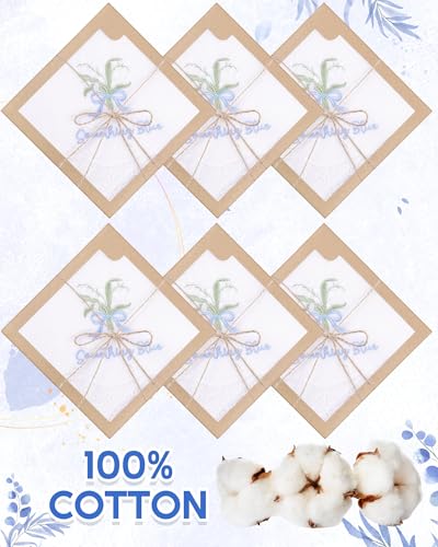 Image of Kinlop 6 /12 Pack Embroidered Wedding Happy Tears Handkerchiefs, 11 inchx11 inch Lace Handkerchiefs, Something Blue Gift for Bride