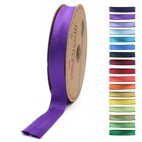 Image of Fold Satin Bias Tape - 99+ Colors - 3 /4 Inches Wide - 27 Yards - Fold Satin Binding Bias Ribbon Fabric Piping Bias Binding Tape for Sewing Clothing DIY (32. Purple) BYS32