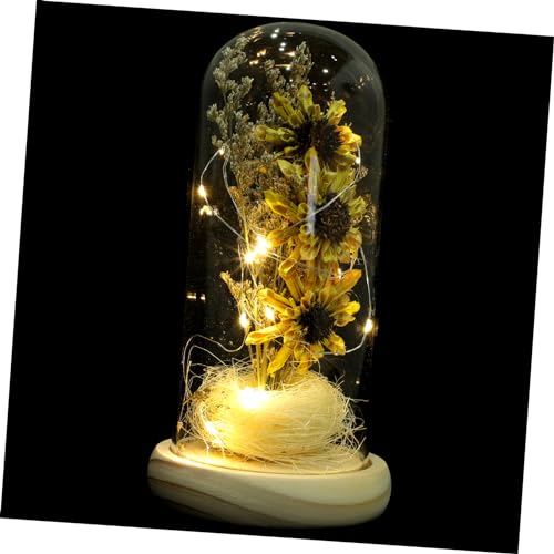 ERINGOGO Sunflower Lights Led Flower Lamps Solar Flowers Office Decor Glass Light Dome Decor for Occasion