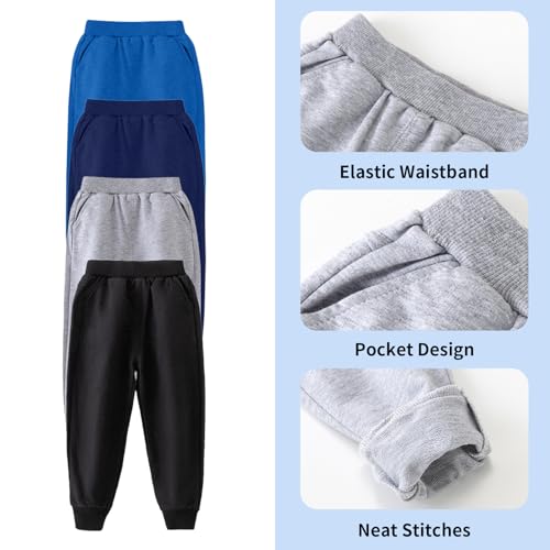 2 Pack Cotton Toddler Boys Kids Sweatpants Active Jogger Pants with Pockets3