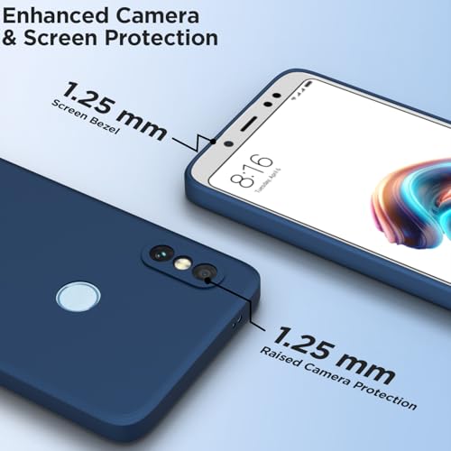 Image of Outlouders Back Cover for Redmi Note 5 Pro | Camera Protection | Durable Soft Matte Silicone Bumper Case (Blue)