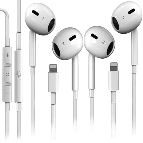 2 Pack for iPhone Headphones Wired Earbuds Earphones Built-in Microphone & Volume Control Nosie Reduction for iPhone 14 Pro Max/14 Plus/13/12/11/XR/XS/X/8/7/SE, Plug and Play Support All iOS Syste