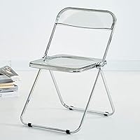 Sillas Plegables de acrílico Silla Plegable Transparente Moderna de Lujo - Asiento de Cristal apilable - Asiento de la Sala de Estar - Silla Lateral con Marco Cromado for Interior (Color : Grey)