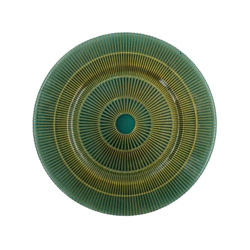 LA PORCELLANA BIANCA - Plato redondo Botanio Verde, diámetro 33 cm, cristal