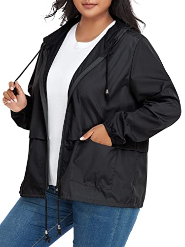 Century Star Women's 3X-Large Black Rain Jacket with Hood - Waterproof, Windproof, and Packable - Image 2