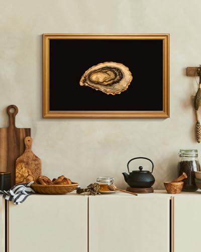 Image of VIYYIEA Vintage Gold Framed Wall Art for Living Room, Oyster Canvas Prints Home Decor, Oil Painting Picture, Bedroom Wall Decor Gifts for Friends or Family -【Oyster】-(24L x 16W)