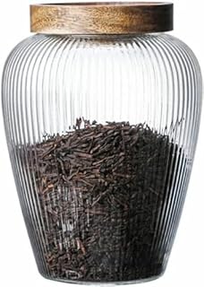 HeyDear ガラスキャニスター S 耐熱ガラス 密封ビン 珈琲キャニスター 防湿 保存容器 コーヒー豆・茶葉・調味料・お菓子・香辛料・漬物用 透明 茶筒 キッチン収納 コーヒー好き・茶葉愛好家に (L)